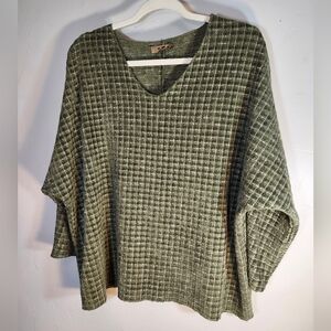 Made In Italy Green Waffle Knit Sweater Sz XL/1X